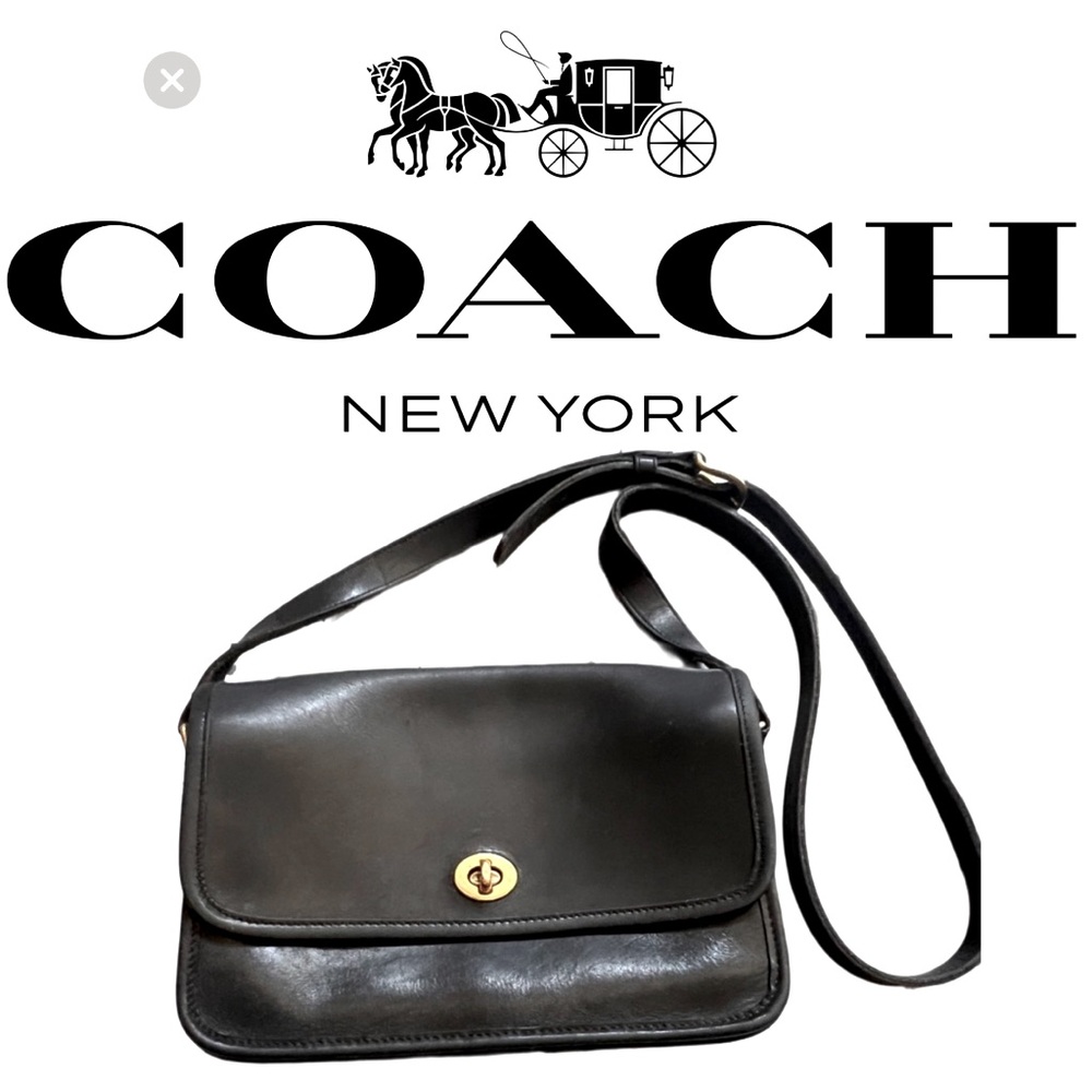 COACH NEW YORK Black Leather Bag w Shoulder Strap